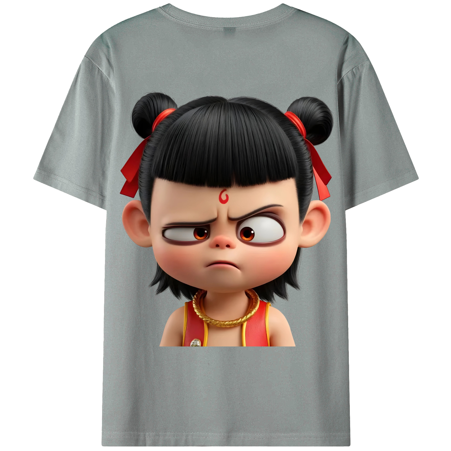 （画像用） Ne Zha 2 ナタ 魔童の大暴れ 綿100％ メンズ半袖Tシャツ（バックプリント） 通気性